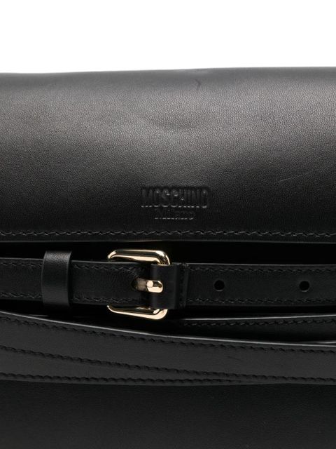 Moschino leather buckle shoulder bag - Black