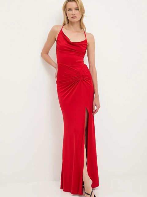 Answear.LAB sukienka kolor czerwony maxi dopasowana