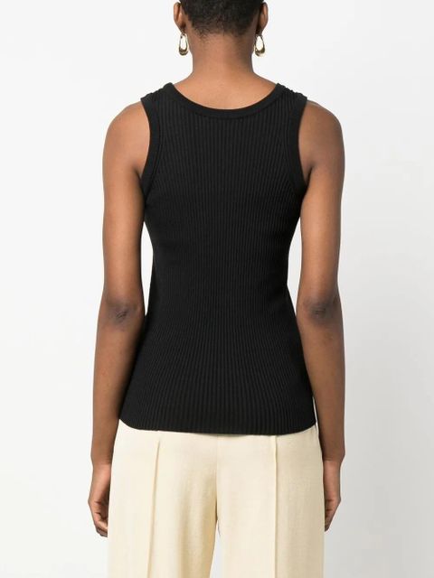 Jil Sander logo-embroidered ribbed top - Black
