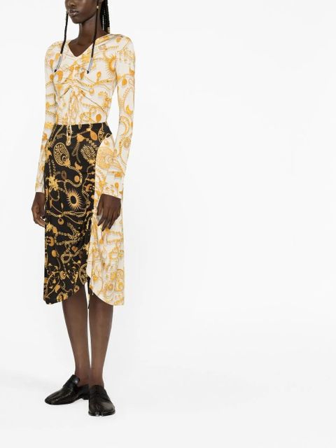 Marine Serre Ornament Moon-print midi skirt - Black