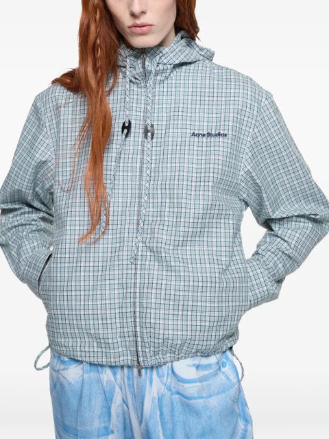 Acne Studios check-pattern hooded jacket - Blue