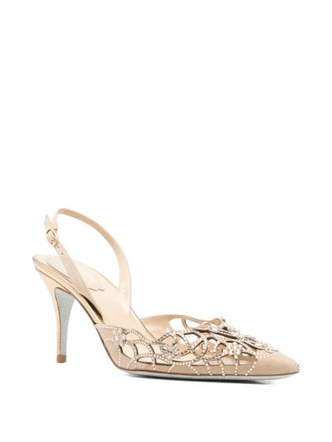 René Caovilla Eden crystal-embellished laser-cut pumps - Neutrals - zdjęcie produktu nr 2