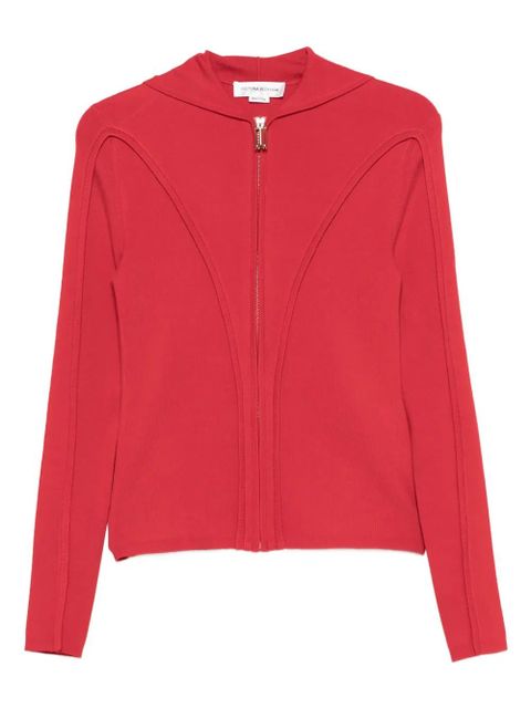 Victoria Beckham zip-front panelled cardigan - Red - zdjęcie produktu nr 1