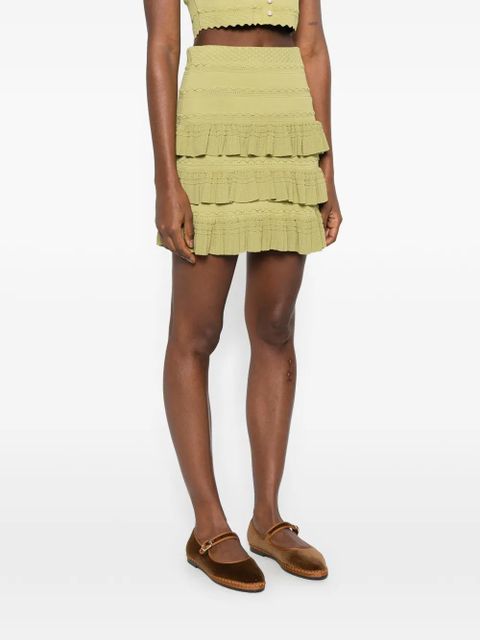 SANDRO ruffled-trime mini skirt - Green