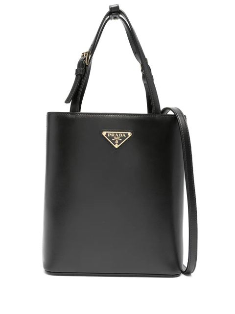 Prada triangle logo-appliqué tote bag - Black - zdjęcie produktu nr 1