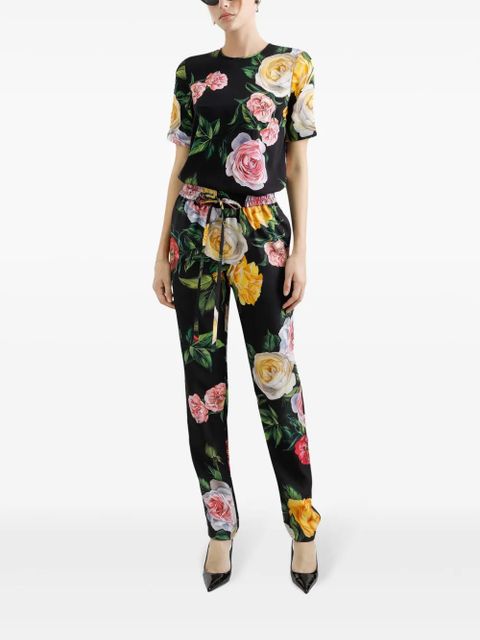 Dolce & Gabbana floral-print trousers - Black - zdjęcie produktu nr 2