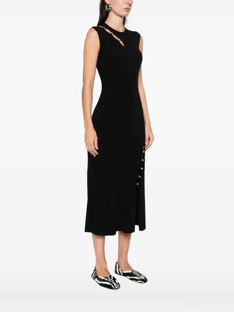 Maje cut-out buttoned-knitted midi dress - Black