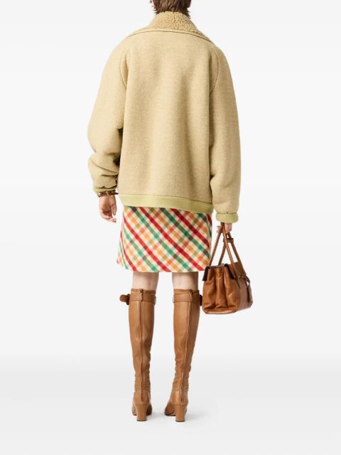 Miu Miu zip-up shearling jacket - Neutrals