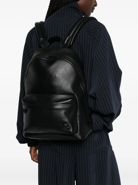 Moncler logo-patch leather backpack - Black - zdjęcie produktu nr 2