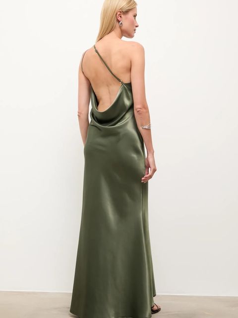 Answear.LAB sukienka kolor zielony maxi rozkloszowana - zdjęcie produktu nr 1