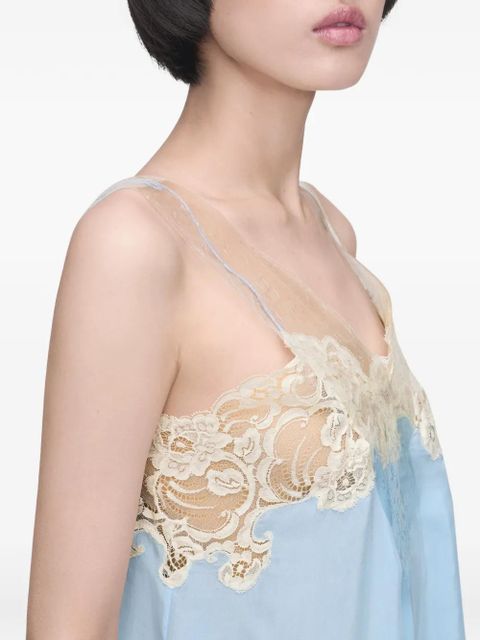 Maison Margiela lace-trim mini dress - Blue