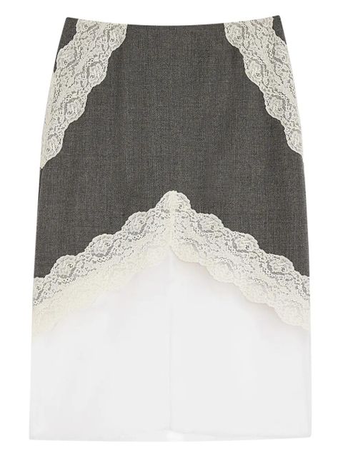Jil Sander lace-trimmed layered skirt - Grey - zdjęcie produktu nr 1