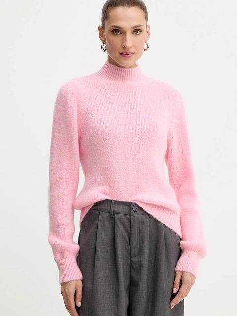 Morgan sweter z dodatkiem wełny damski kolor różowy z golfem MLEONAR - zdjęcie produktu nr 1