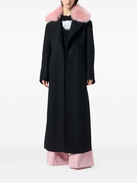 Blumarine double-breasted faux fur coat - Black