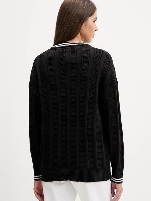 Tommy Jeans kardigan bawełniany damski kolor czarny DW0DW22026 - zdjęcie produktu nr 2