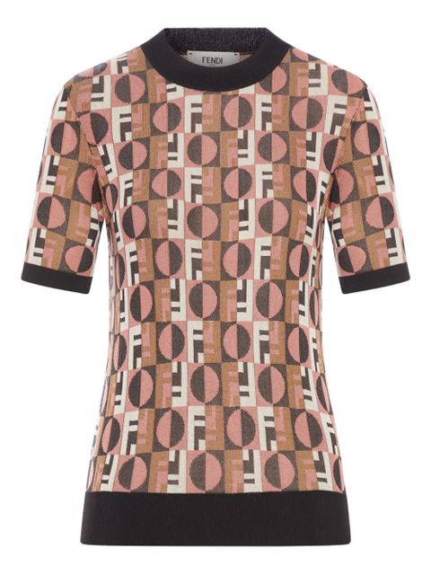 FENDI geometric jacquard T-shirt - Brown - zdjęcie produktu nr 1