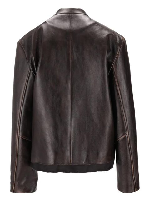 Miu Miu nappa leather logo jacket - Brown - zdjęcie produktu nr 2