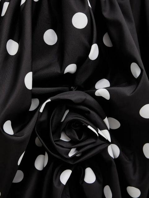 Sleeper Aurora polka dot-pattern flower-embellishment maxi dress - Black