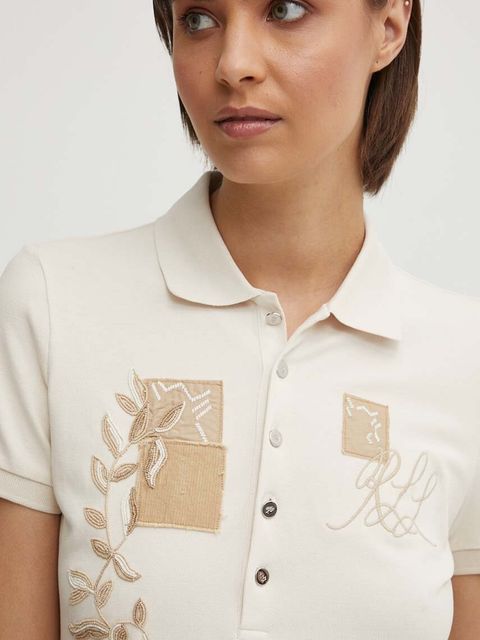 Lauren Ralph Lauren polo damski kolor beżowy 200940494