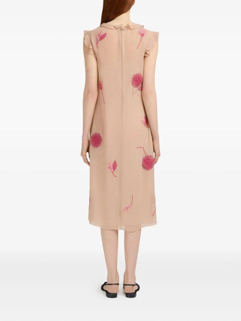 Marni ruffled floral-embroidered dress - Neutrals