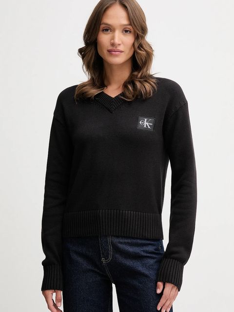 Calvin Klein Jeans sweter bawełniany damski kolor czarny LV047D352G - zdjęcie produktu nr 1
