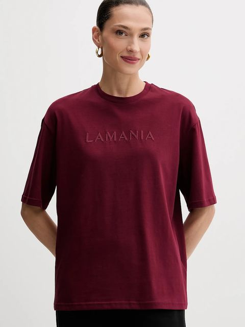 La Mania t-shirt bawełniany damski kolor bordowy - zdjęcie produktu nr 1