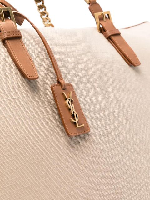 Saint Laurent Cassandre-logo canvas luggage bag - Neutrals