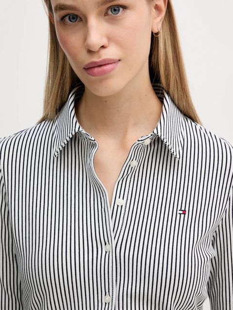 Tommy Hilfiger koszula damska kolor biały slim z kołnierzykiem klasycznym WW0WW43528