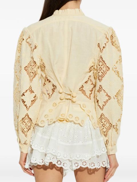 ISABEL MARANT Nina broderie anglaise puff-sleeve blouse - Neutrals