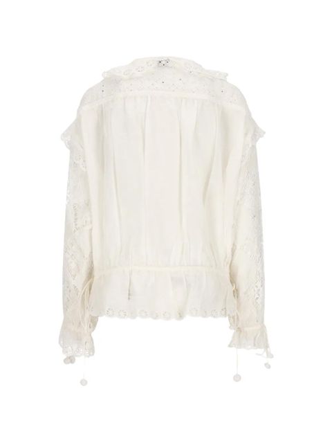 ISABEL MARANT broderie-anglaise ruffled blouse - Neutrals - zdjęcie produktu nr 2