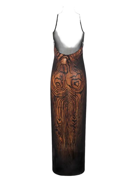 Jean Paul Gaultier high-neck wood-print dress - Black - zdjęcie produktu nr 2