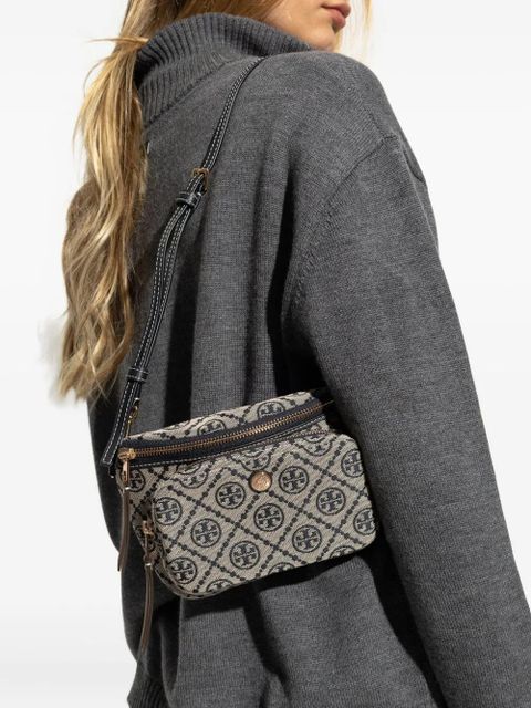 Tory Burch logo-monogram zipped mini bag - Neutrals