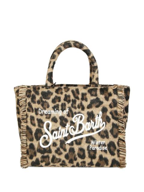 MC2 Saint Barth Colette fringed-leopard felt tote bag - Neutrals