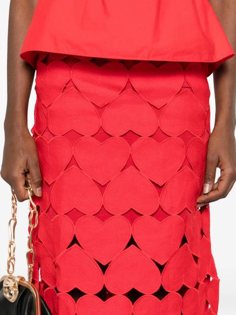 FARM Rio heart midi skirt - Red
