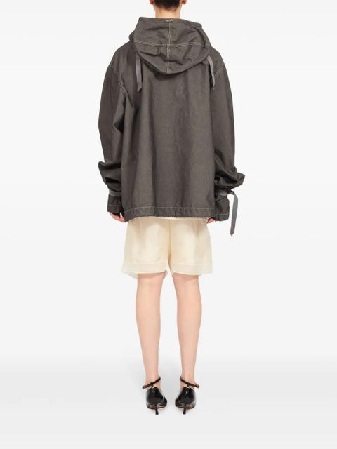 Maison Margiela hooded drawstring-waist denim jacket - Grey