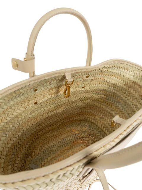 Jacquemus Soli woven-raffia leather-trim tote bag - Neutrals