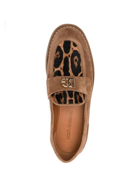 Dolce & Gabbana leopard-pattern loafers - Brown