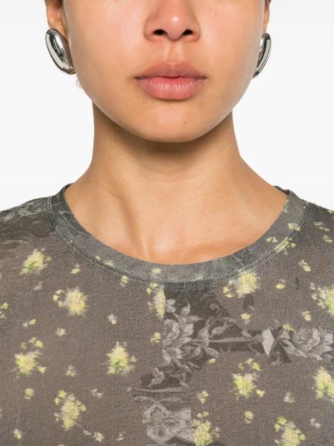 GANNI floral-print long-sleeve T-shirt - Green