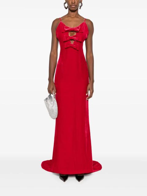 Alessandra Rich bow velvet gown - Red