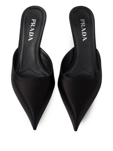 Prada 55mm satin mules - Black