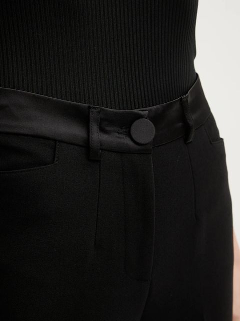 Morgan spodnie damskie kolor czarny proste high waist PJOEN.F