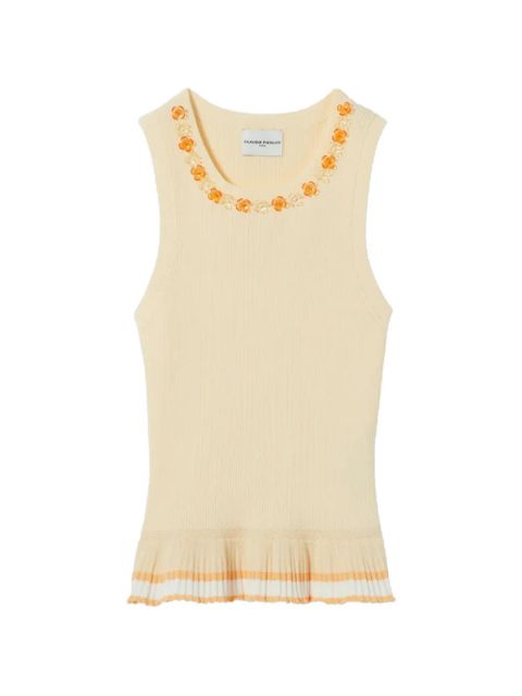 Claudie Pierlot floral-embellished peplum tank top - Yellow - zdjęcie produktu nr 1