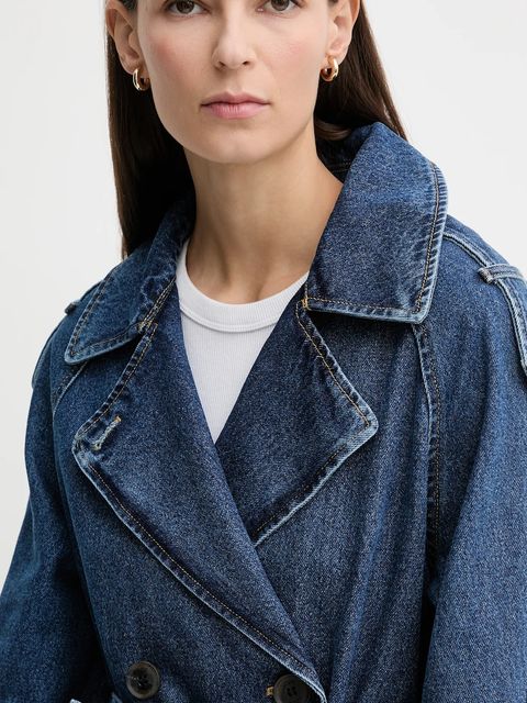Dkny płaszcz jeansowy kolor niebieski DL5MPV83