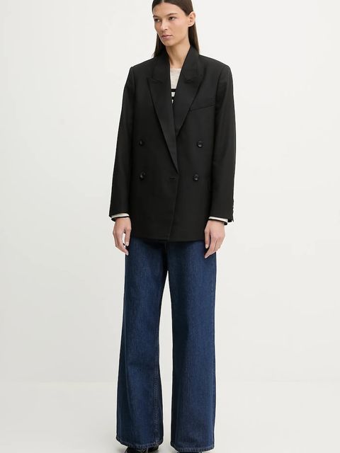 G-Star marynarka z dodatkiem wełny 0 kolor czarny dwurzędowa gładka D27131.E200 - zdjęcie produktu nr 2