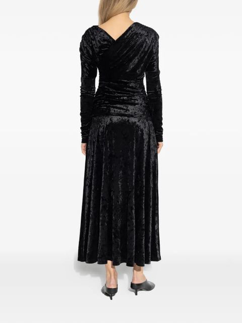 GANNI draped long-sleeved maxi dress - Black