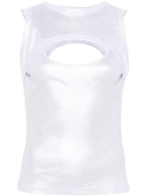Off-White coated ribbed tank top - Silver - zdjęcie produktu nr 1
