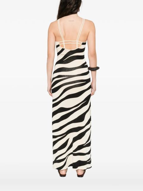 SANDRO zebra-print knitted maxi dress - Neutrals