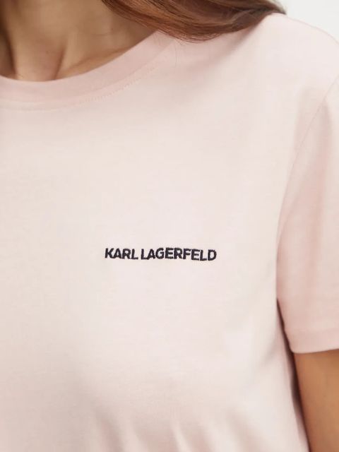Karl Lagerfeld t-shirt bawełniany damski kolor różowy 245W1714