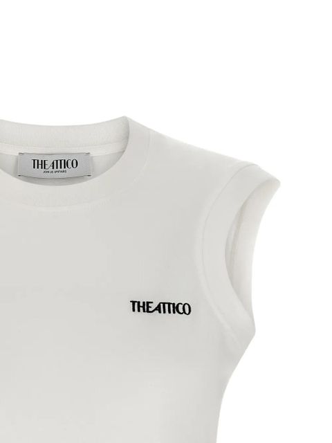 The Attico logo-embroidery crew neck top - White