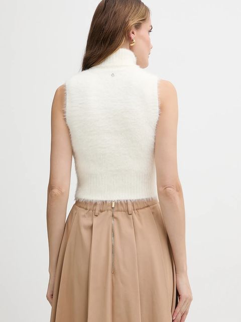 Guess kamizelka MEI damski kolor beżowy ciepły z golfem W5BR57 Z3BH0 - zdjęcie produktu nr 2